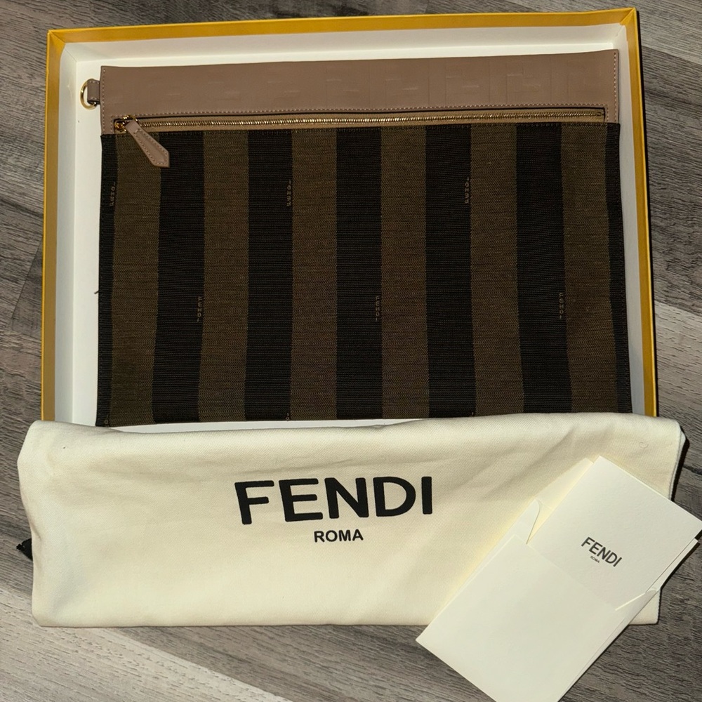 Fendi Brown and Black Clutch
